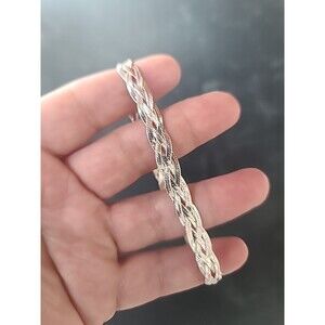 Mexican 925 Sterling Silver Braided Chain Bracelet Vintage